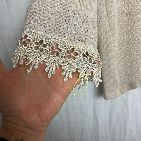 Poetry Lace Trim Back Wrap Blouse Womens S Open Back Cottage Coquette Romantic - Picture 12 of 13